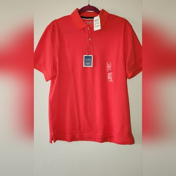 CLUB ROOM T-SHIRT SHORT SLEEVE RED WITH COLLAR SIZE M. - Picture 1 of 4
